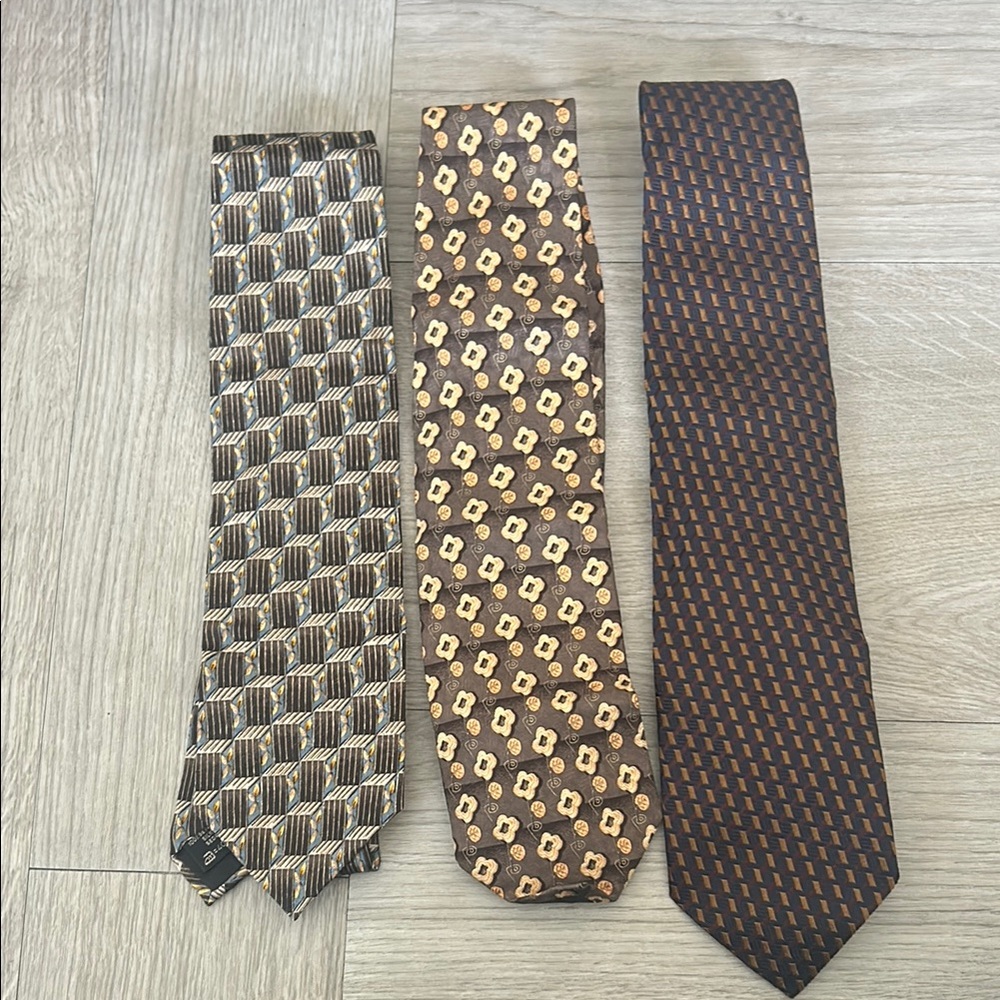 Elegant Men's Tie Set - Black, Brown, and Tan